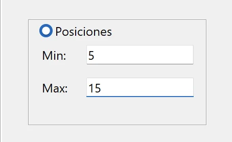 Configuración del rango de posición en El Bot